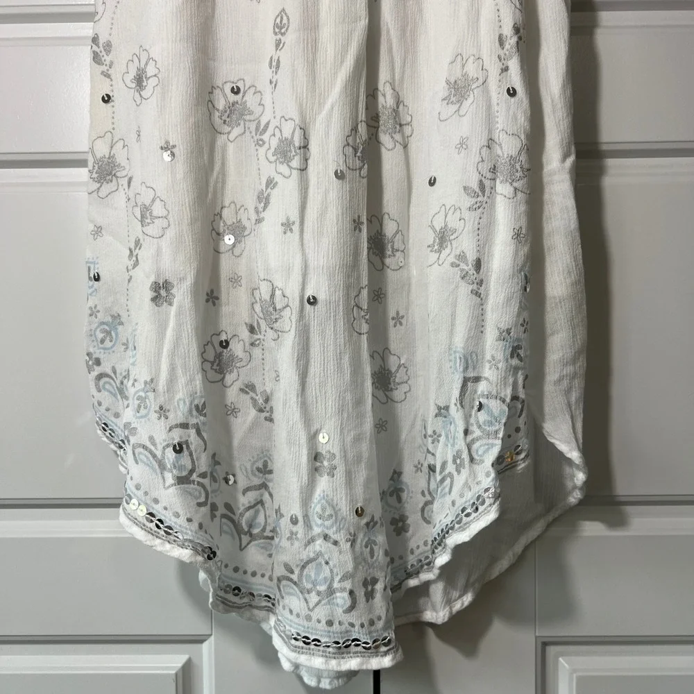 Justice Girls White‎ Floral Sequin Hi Low Skirt Size 8